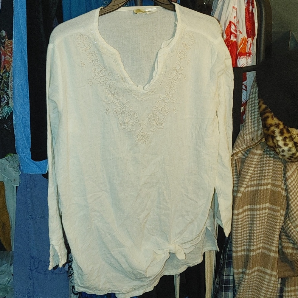 Islander Cream Embroidered Women's Top